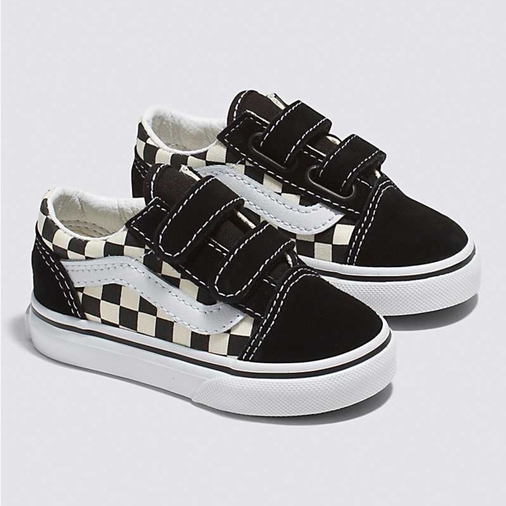 VANS 8 TODDLER - Primary Check Old Skool V Shoe - Black/White